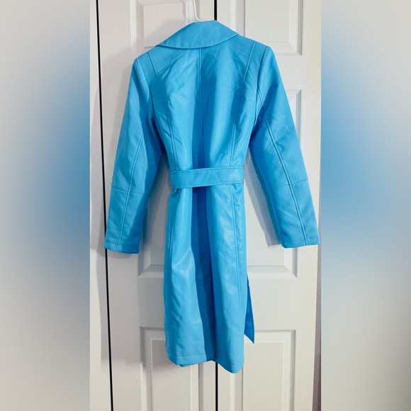 Badgley Mischka Women's Sea Blue Single-Breasted Sleek Cut Trench Coat - XS -NWT - Picture 4 of 10